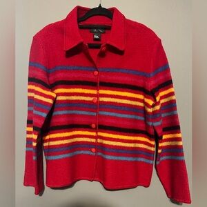 Requirements vintage  Red Striped Cardigan sweater